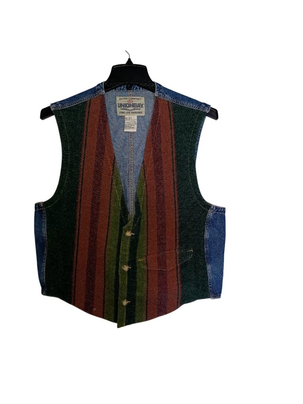 UNIONBAY Vest Vtg Western Denim Wool Blend Grunge Edgy Versatile Men's Size L
